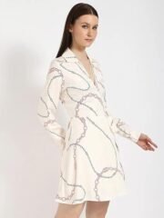 Viscose Spread Collar Wrap Dress - Image 4