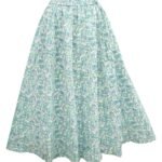 Women's Cotton Flared Long Skirt (Waist Size: 26" to 42"; Length 39 Inch, Size Fits to - M, L, XL) Green