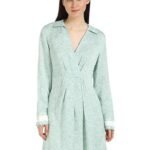 Viscose Spread Collar A-Line Dress