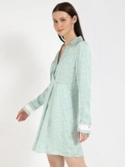 Viscose Spread Collar A-Line Dress - Image 4