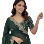 Women Vichitra Silk Saree with Embroidered Border| Latest Sarees Bollywood Sari | New Sarees | Saree Blouse| Designer Saree (AZ-YS-OG-LADYQUEEN-Parent)