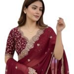 Women Vichitra Silk Saree with Embroidered Border| Latest Sarees Bollywood Sari | New Sarees | Saree Blouse| Designer Saree (AZ-YS-OG-LADYQUEEN-Parent)