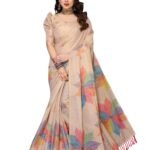 Women's Chanderi Floral Digital Print Chandheri Saree with Unstitched Blouse Material