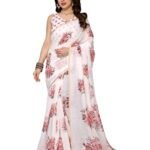 Women's Chanderi Floral Digital Print Chandheri Saree with Unstitched Blouse Material