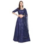 Women's Semi Stitched Satin Silk Lehenga Choli with Embroidered Pattern Unstitched Blouse and Dupatta Set | Women's Lehenga Cholis