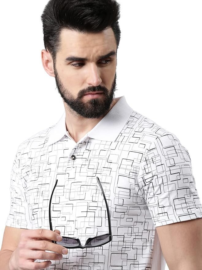 Men’s Ultra-Soft Cotton Rich Casual Printed Half Sleeve Regular Fit Classic Polo T-Shirt – Soft, Cool & Stylish Everyday Wear