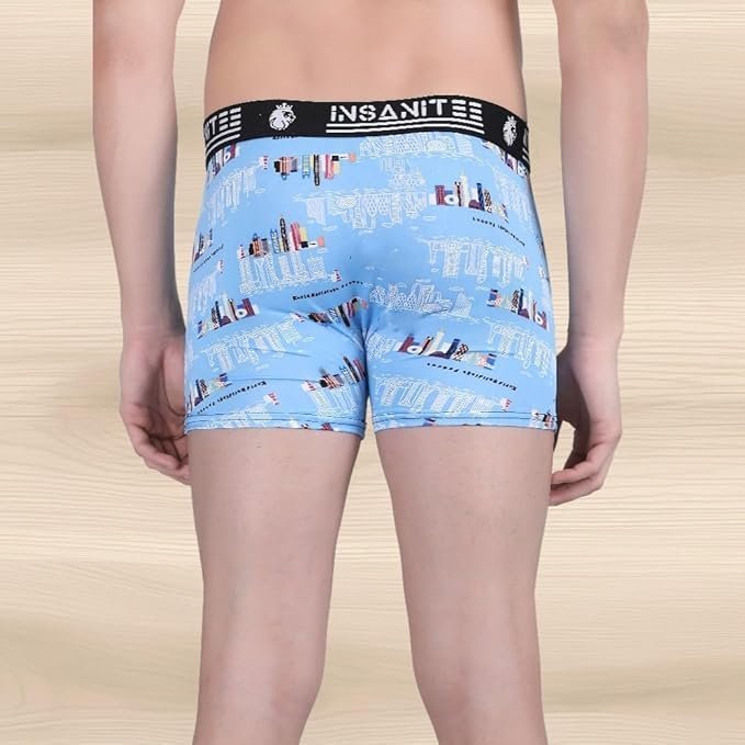 Men's Nylon Stretch Printed Trunk | Ultra-Soft, Breathable Innerwear for Men | Stylish & Supportive Fit
