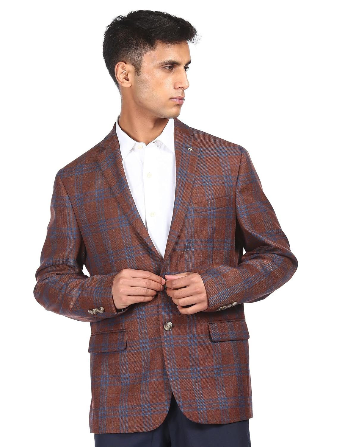 Men's Tailored Fit Formal Blazer (ARACBZ5081_Dark Brown_42)