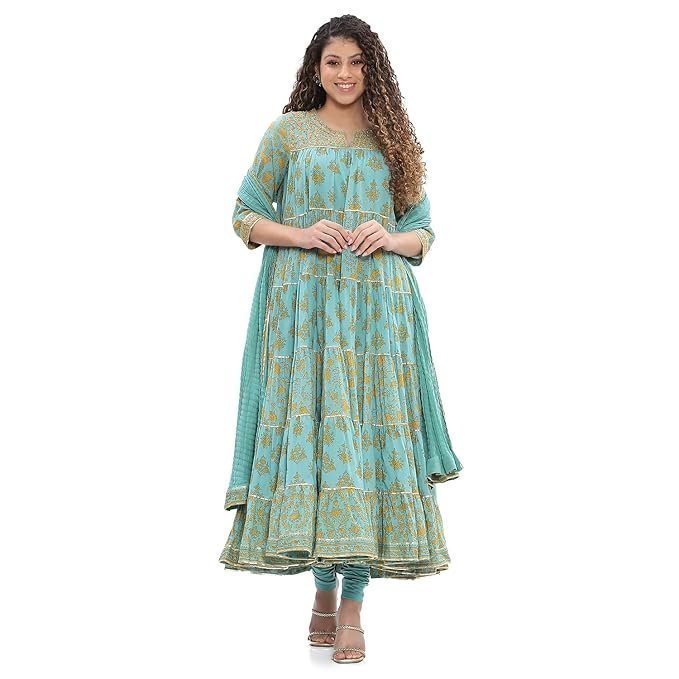 Women Cotton Tiered Printed Suit Set