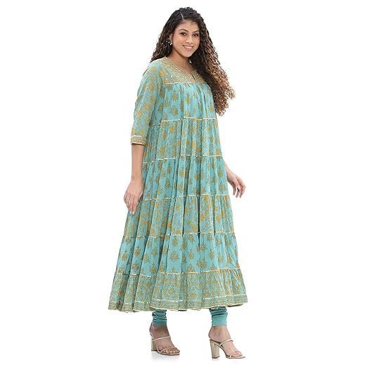 Women Cotton Tiered Printed Suit Set - Image 3