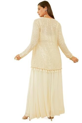 Womens White Embroidered Georgette Co-ord Set - Image 3
