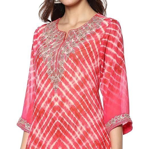 Women Georgette Straight Embroidered Suit Set - Image 4
