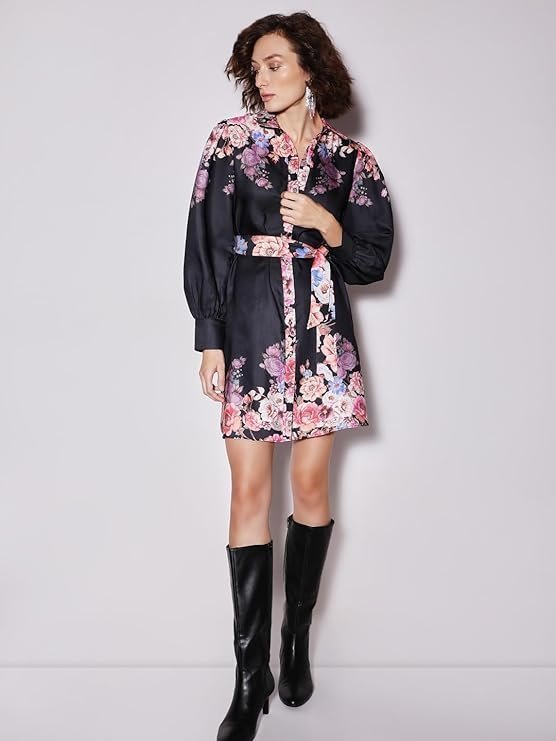 Women's Polyester Shirt Above The Knee Dress - Image 2