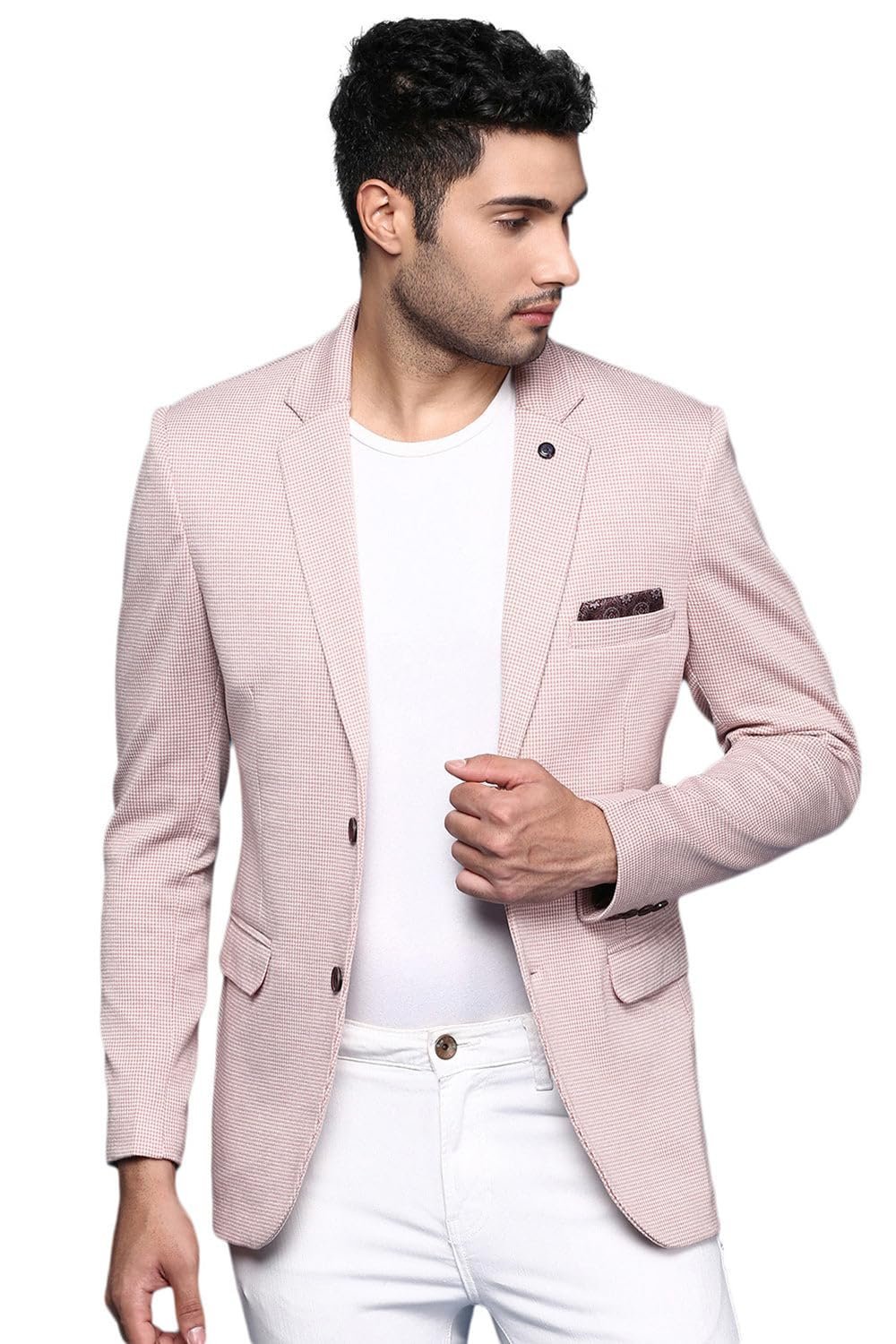 Men's Cream Slim Fit Single Breasted Blazer-LBR-2407_Cream