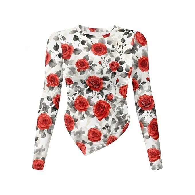 Ladies Long Sleeve T-Shirts Irregular Hem Bottoming Tops Breathable Bodycon Baselayer Tops Business Casual Outfits