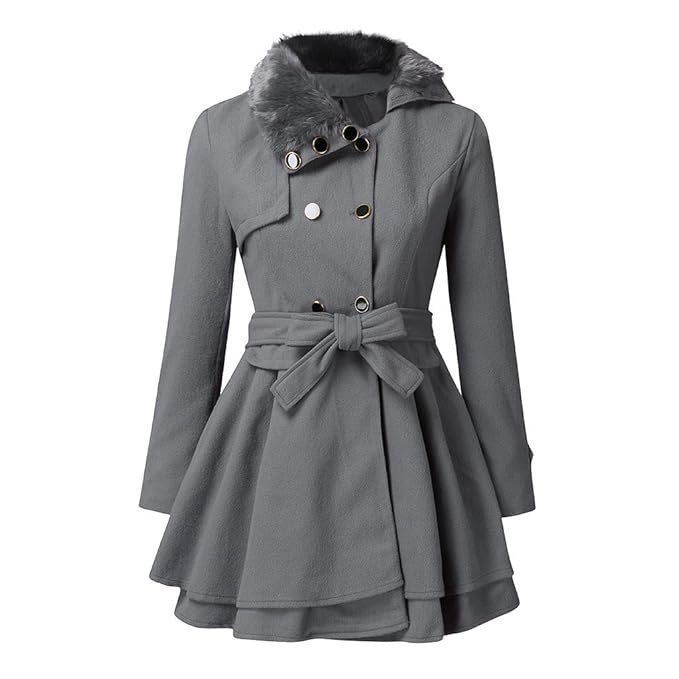 Women's Long Winter Coat with Fur Trim Cotton Lining Windproof Warm Jacket with Zipper