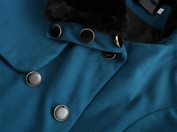 Women's Long Winter Coat with Fur Trim Cotton Lining Windproof Warm Jacket with Zipper - Image 4